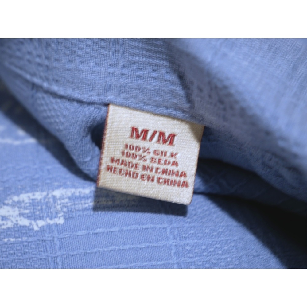 Jamaica Jaxx Mens Med Light Blue 100% Silk Short Sleeve Camp Button Down Shirt - Picture 5 of 6